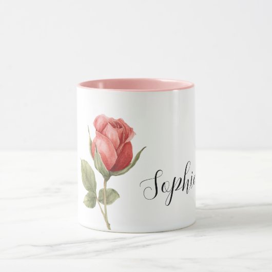Pretty Romantic Red Rose Flower Mok (Midden)