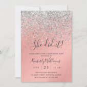 Pretty Rose Gold Silver Glitter Sparkly Graduation Kaart (Voorkant)