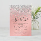 Pretty Rose Gold Silver Glitter Sparkly Graduation Kaart (Staand voorkant)