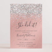 Pretty Rose Gold Silver Glitter Sparkly Graduation Kaart