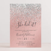 Pretty Rose Gold Silver Glitter Sparkly Graduation Kaart