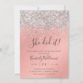 Pretty Rose Gold Silver Glitter Sparkly Graduation Kaart (Voorkant)