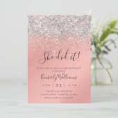 Pretty Rose Gold Silver Glitter Sparkly Graduation Kaart (Staand voorkant)
