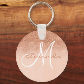 Pretty Rose Goud Ombre Monogram Gepersonaliseerd Sleutelhanger (Voorkant)