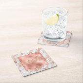 Pretty Rose Goud Witte Glanzende Marmer Kartonnen Onderzetters (Insitu)