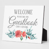 Pretty Roses & Eucalyptus Guestbook Tafelmodel Fotoplaat (Zijkant)