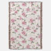 Pretty Roses Floral Pink Christmas Deken (Voorkant Verticaal)