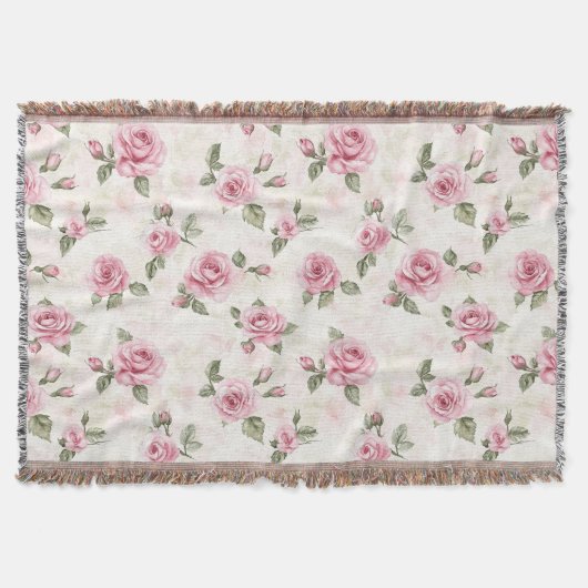 Pretty Roses Floral Pink   Deken (Voorkant)