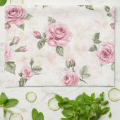 Pretty Roses Floral Pink   Theedoek (Gevouwen)