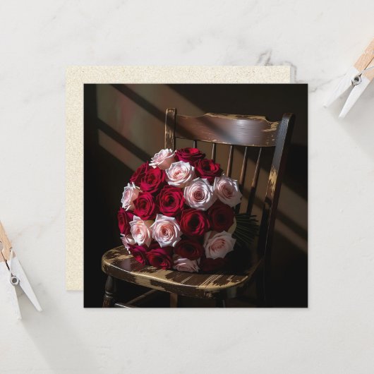 Pretty Roses on a Rustic Chair   Kaart (Voorkant / Achterkant in situ)