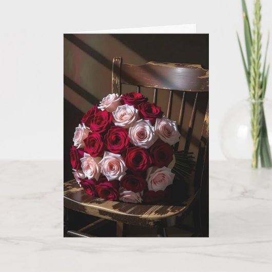 Pretty Roses on a Rustic Chair | Valentine's Day Kaart (Voorkant)