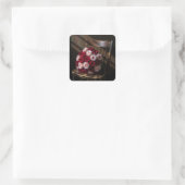 Pretty Roses on a Rustic Chair   Vierkante Sticker (Tas)
