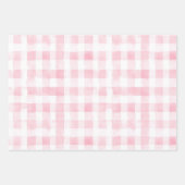 Pretty Roze Blauw Witte Geruite Strepen Bruiloft Inpakpapier Vel (Voorkant)