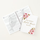 Pretty Roze Bloemige Bruids-Shower Recept  Notitieboek (Binnen)