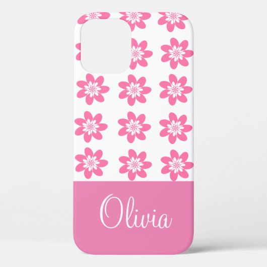 Pretty Roze Bloemige Persoonlijke Case-Mate iPhone Case (Achterkant)