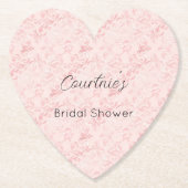 Pretty roze blos parel bruidsdouche kartonnen onderzetters (Voorkant)