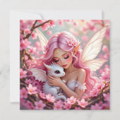 Pretty Roze Elfenfee & Draak Blank Kaart (Voorkant)