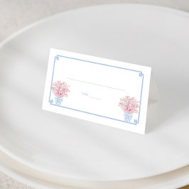 Pretty Roze En Blauwe Chinoiserie Probediner Plaatskaartje