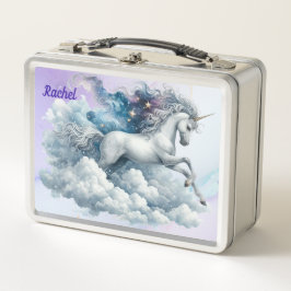 Pretty Roze en Blauwe Eenhoorn Metalen Lunchbox