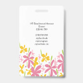 Pretty Roze en Gele Bloemen Badge (Achterkant)