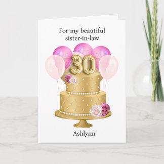 Pretty Roze en Goud 30e Verjaardag Kaart