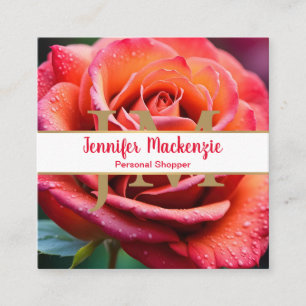 Pretty Roze en Perzik Roos AI Gegenereerd Vierkante Visitekaartje