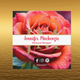 Pretty Roze en Perzik Roos AI Gegenereerd Vierkante Visitekaartje