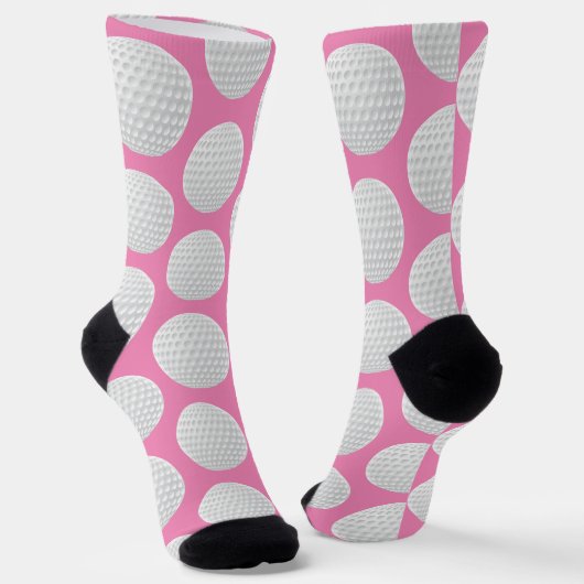 Pretty Roze en Witte Golfbal Print  Sokken (Gebogen)