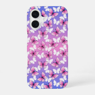 Pretty Roze en Witte Vlinder Hoesje iPhone 16 Hoesje