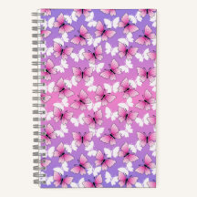 Pretty Roze en Witte Vlinder Spiraal Notebook