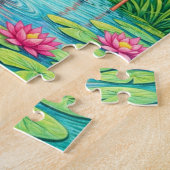 Pretty Roze Flamingo Vijver Legpuzzel (Zijkant)