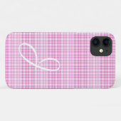 Pretty Roze Geruite iPhone Hoesje met Monogram (Achterkant (horizontaal))