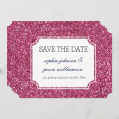 Pretty Roze Glitter save the date (Voorkant / Achterkant)