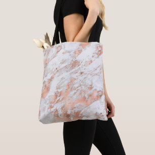 Pretty Roze Goud Witte Glitzy Marmer Tote Bag