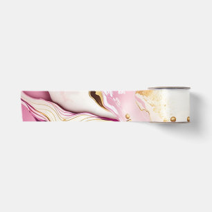 Pretty Roze Goud Witte Marmer Satijnen Lint