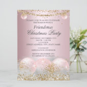 Pretty Roze Gouden Kerstbal Friendsmas Kerstfeest Kaart (Staand voorkant)