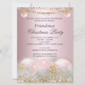 Pretty Roze Gouden Kerstbal Friendsmas Kerstfeest Kaart (Voorkant)