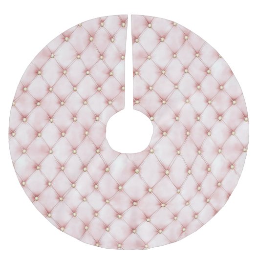 Pretty Roze Gouden Vierkanten Kerst Kerstboom Rok (Voorkant)