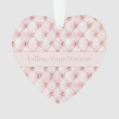 Pretty Roze Gouden Vierkanten Kerst Ornament (voorkant)