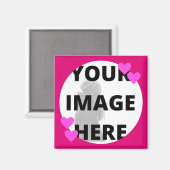 Pretty Roze Harten Uw Afbeelding Magneet (Voorkant / Achterkant)