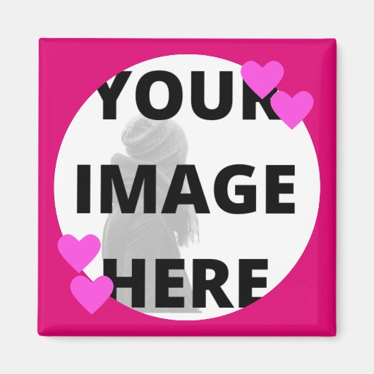 Pretty Roze Harten Uw Afbeelding Magneet (Voorkant)