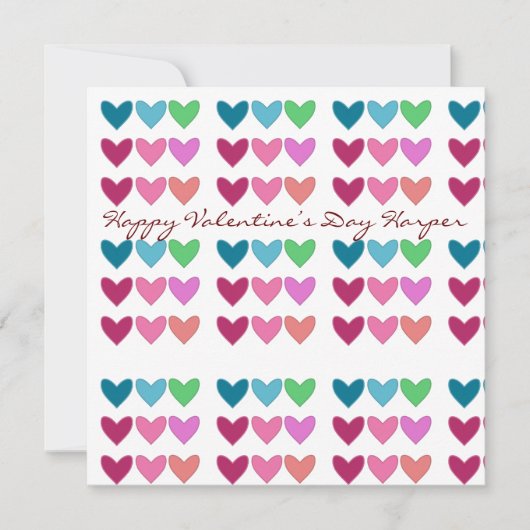 Pretty Roze & Hartjes Kleurrijke Valentijnsdag Feestdagenkaart (Voorkant)