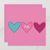 Pretty Roze kaart + 3 Hartjes Valentijnsdag kaart (Voorkant / Achterkant)