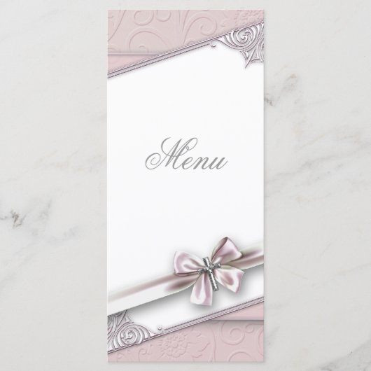 Pretty Roze Kruis Menukaart (Voorkant)
