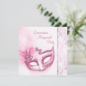 Pretty Roze Maskerade Feest Kaart (Staand voorkant)
