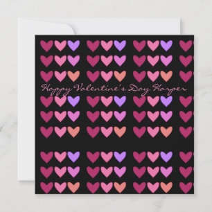Pretty Roze Met Hartjes Kleurrijke Valentijnsdag Feestdagenkaart