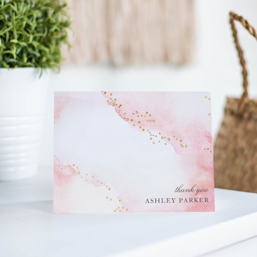 Pretty Roze + Nep Gouden Glitter Bedankkaart