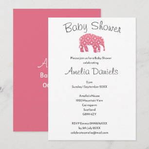 Pretty Roze Olifant Baby Shower  Kaart