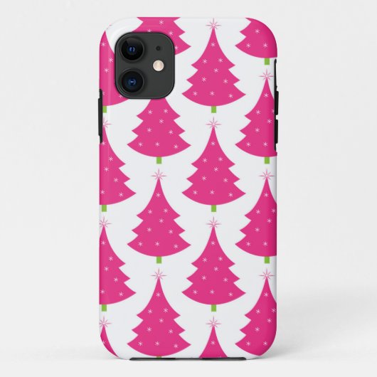 Pretty Roze Retro Kerstboom Patroon Case-Mate iPhone Case (Achterkant)