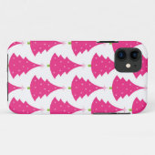 Pretty Roze Retro Kerstboom Patroon Case-Mate iPhone Case (Achterkant (horizontaal))